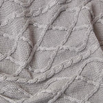 Cable Knit Diamond Pattern Cotton Throw | 130cm x 170cm | Grey