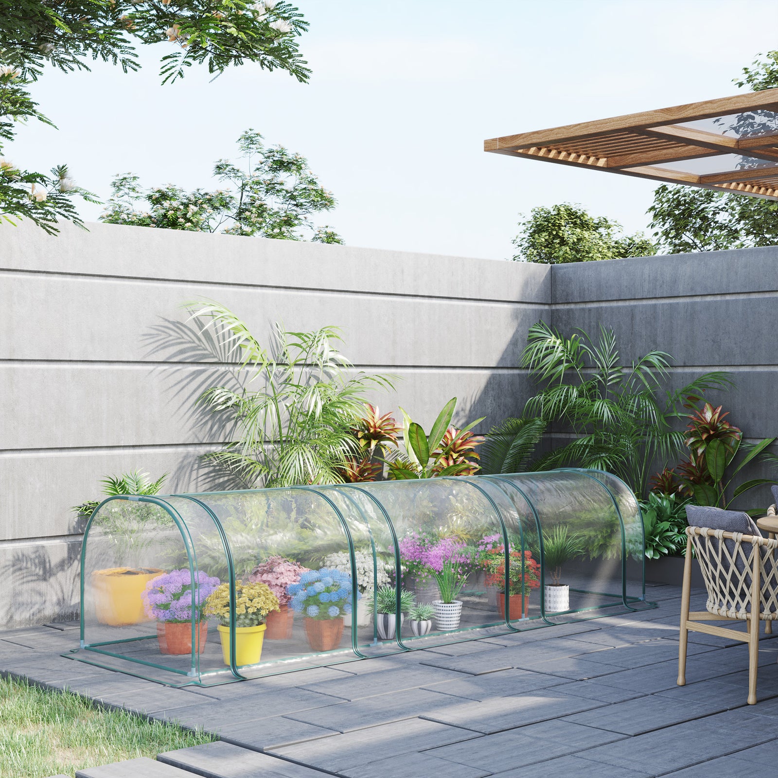 Green Tunnel Greenhouse With Zipped Doors