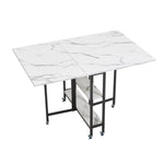 Breeins Folding Dining Table With Wheels And Storage Shelves