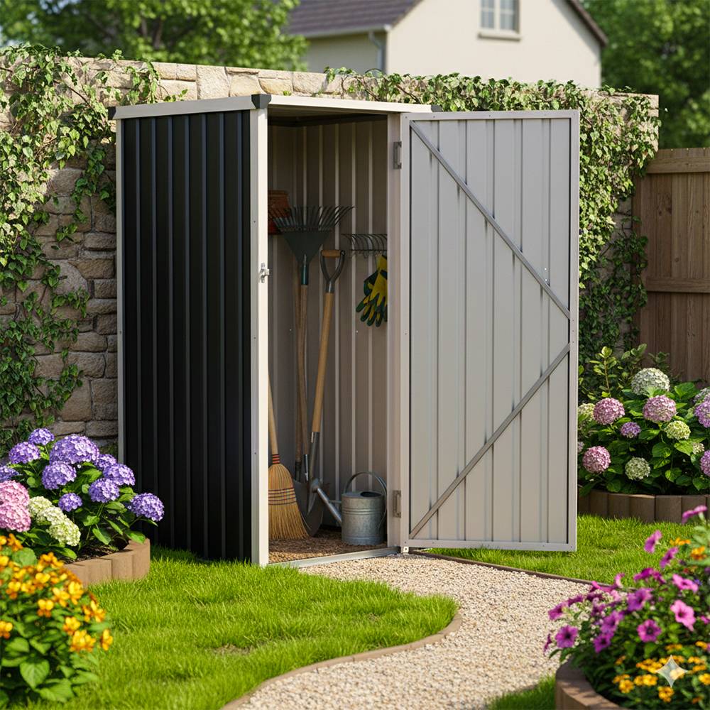 3x3 Ft Pent Roof Garden Tool Shed With Lockable Door & Padlock