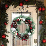 32cm Snow Flocked Christmas Artificial Wreath With Classical Xmas Ornaments
