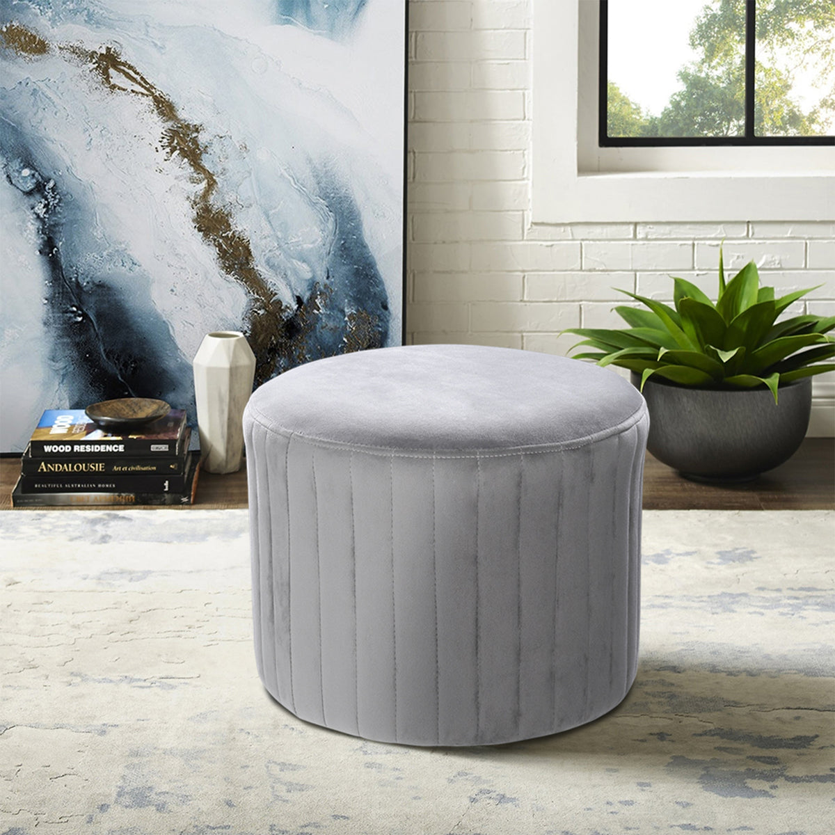 Breeins Upholstered Footstool With Anti-slip Foot Pads