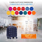 45x36x20cm Lightweight Underseat Cabin Carry On Suitcase - 100+ Airline Approved - Hard Shell Luggage - 4 Wheels - Bubble Design | Cabin | Navy Blue