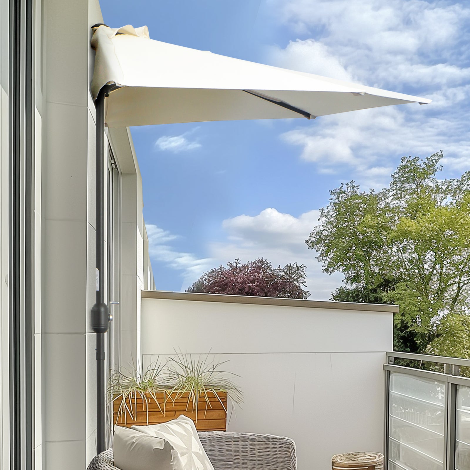 3m Half Round Parasol Balcony Shade