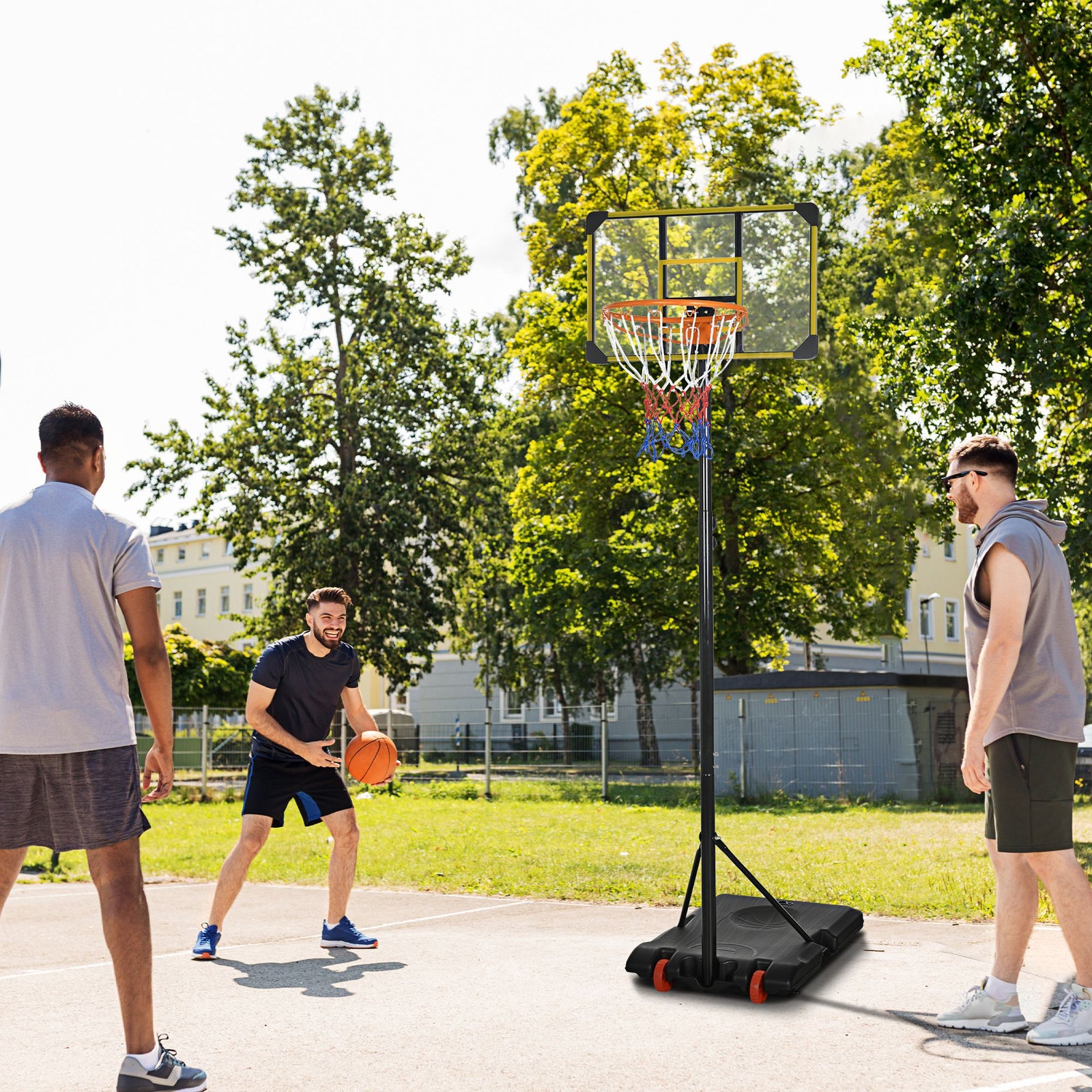 Height Adjustable Basketball Hoop, Portable | Yellow
