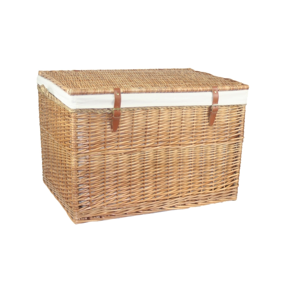 Wicker Large Light Steamed Storage Hamper | White