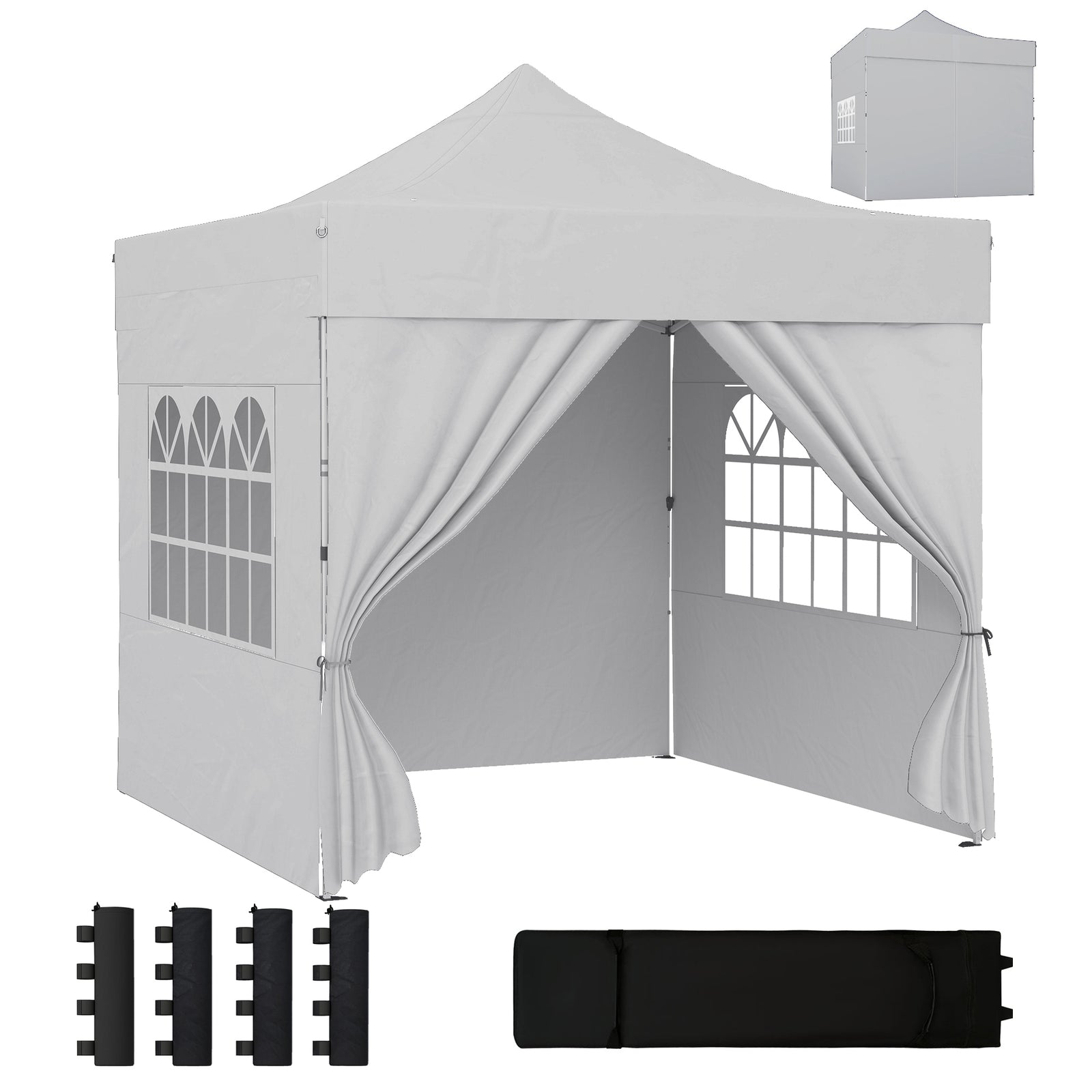 3 X 3 M Heavy Duty Pop Up Gazebo With Sides, Upf50+ Marquee Gazebo | Silver Grey