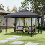 3.6 x 2.95m Outdoor Garden Gazebo with Netting, Heavy Duty Steel Patio Canopy Shelter with Ventilated Roof, Waterproof UV-Resistant Pergola Tent for Backyard