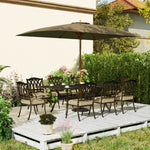 9 Pieces Cast Aluminium Garden Dining Set W/ Parasol Hole
