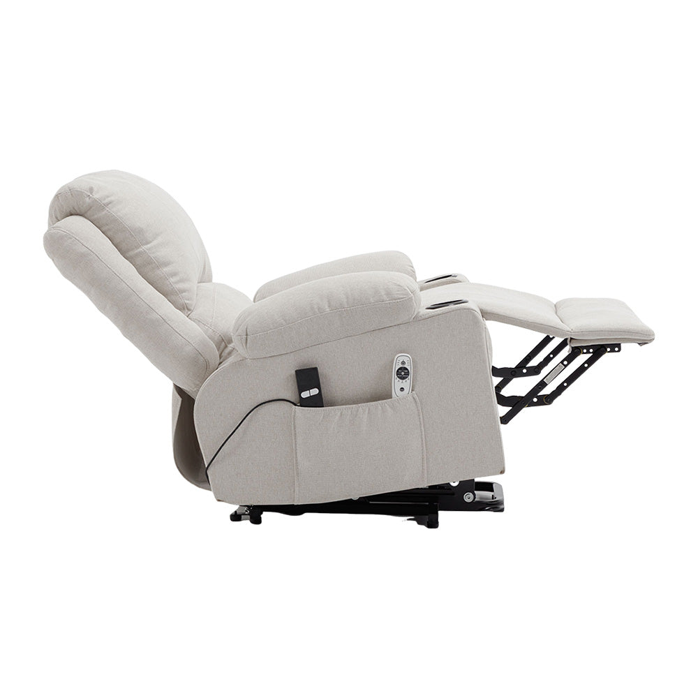Cream Electric Recliner Chair Single-seat Sofa With Heating & Massage Function