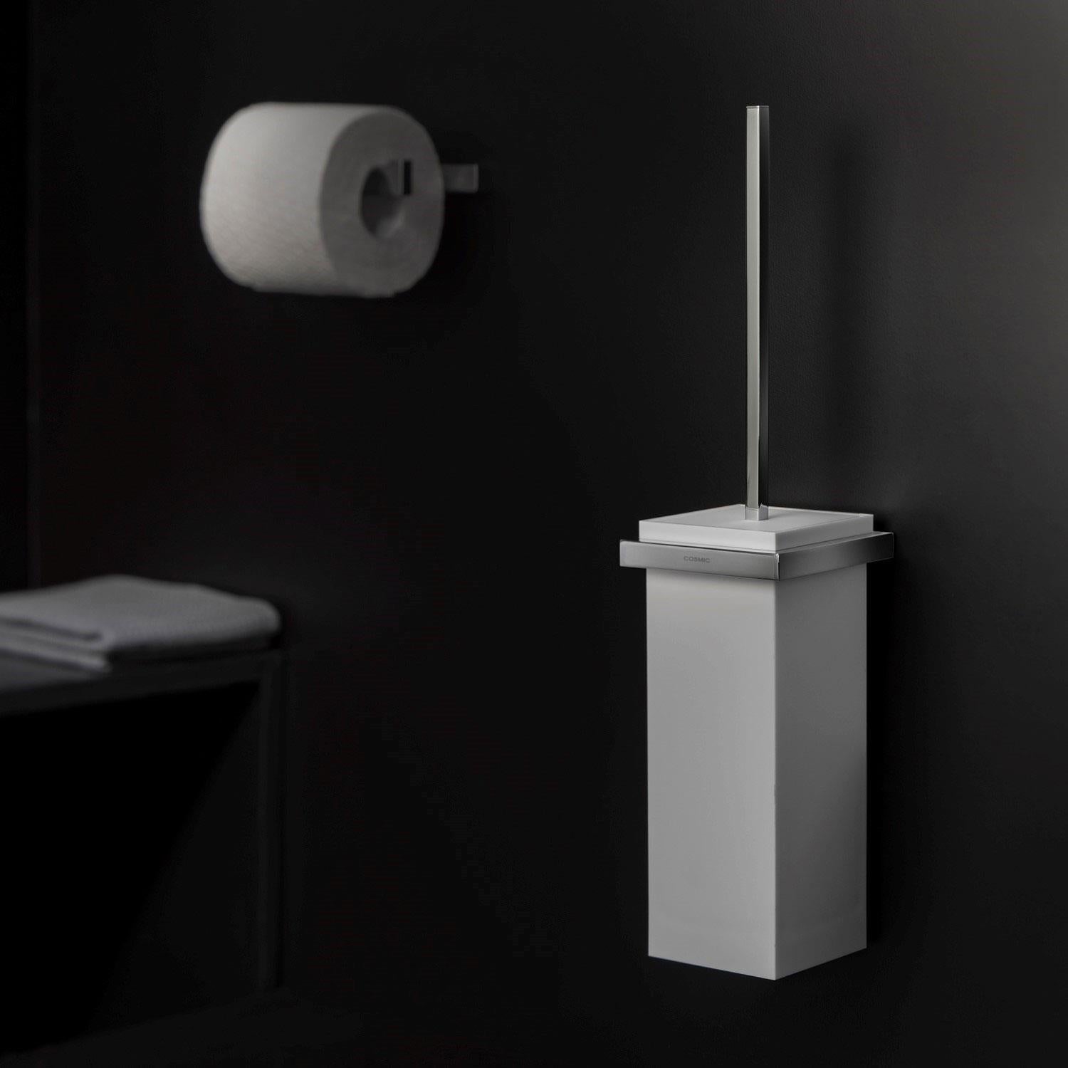 Toilet Brush, Siver Gloss, Wall-mounted. Collection The Grid