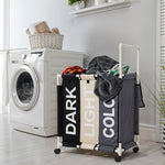 Living and Home 110l 3-section Laundry Basket With Lid And Wheels