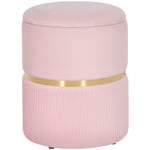 Round Pouffe Storage Footstool With Hidden Space | Pink