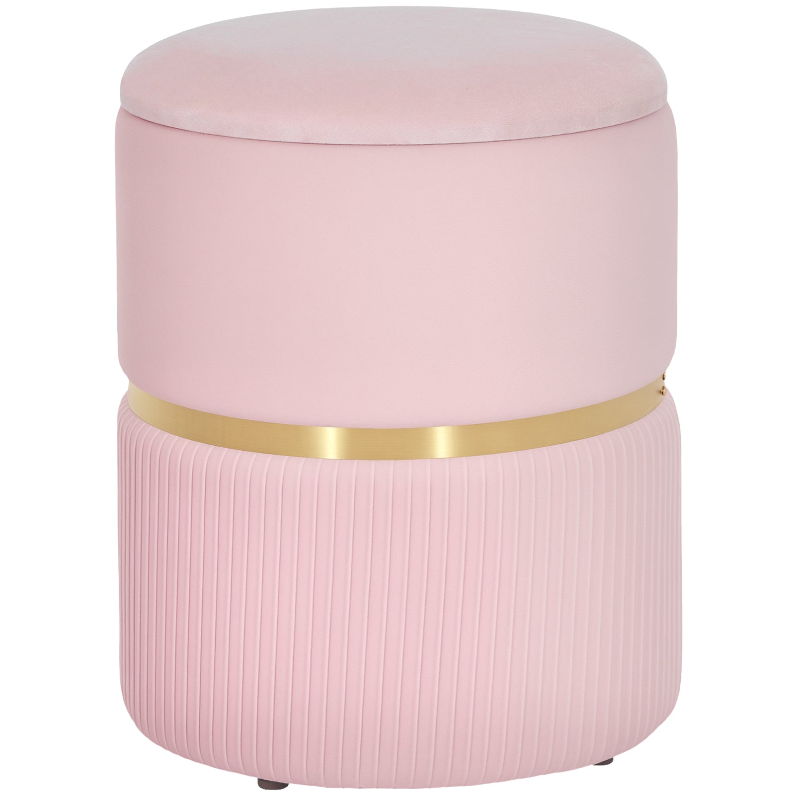 Round Pouffe Storage Footstool With Hidden Space | Pink