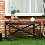Outdoor Coffee Table, Pe Rattan Side Table W/ Plastic Board | V Shape | Brown