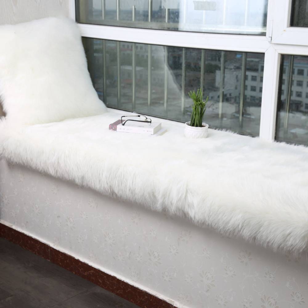 Rectangular Fluffy Shaggy Area Rug White Super Soft Plush Carpet For Bedroom | Large | White