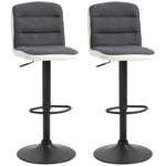 Bar Stools Set Of 2 Adjustable Upholstered Dark Grey