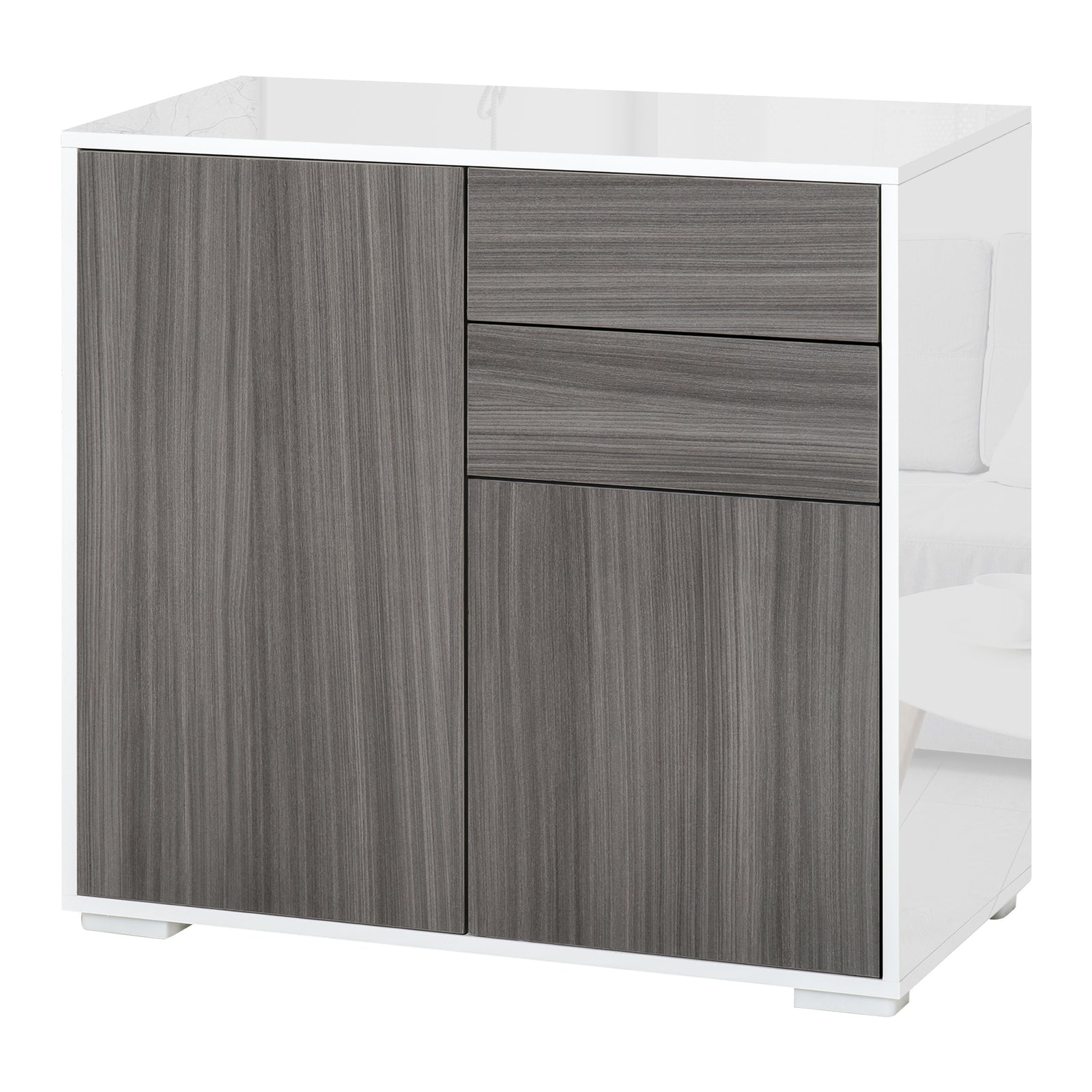 Side Cabinet With 2 Door Cabinet And 2 Drawer Home Office | One Size | Gray