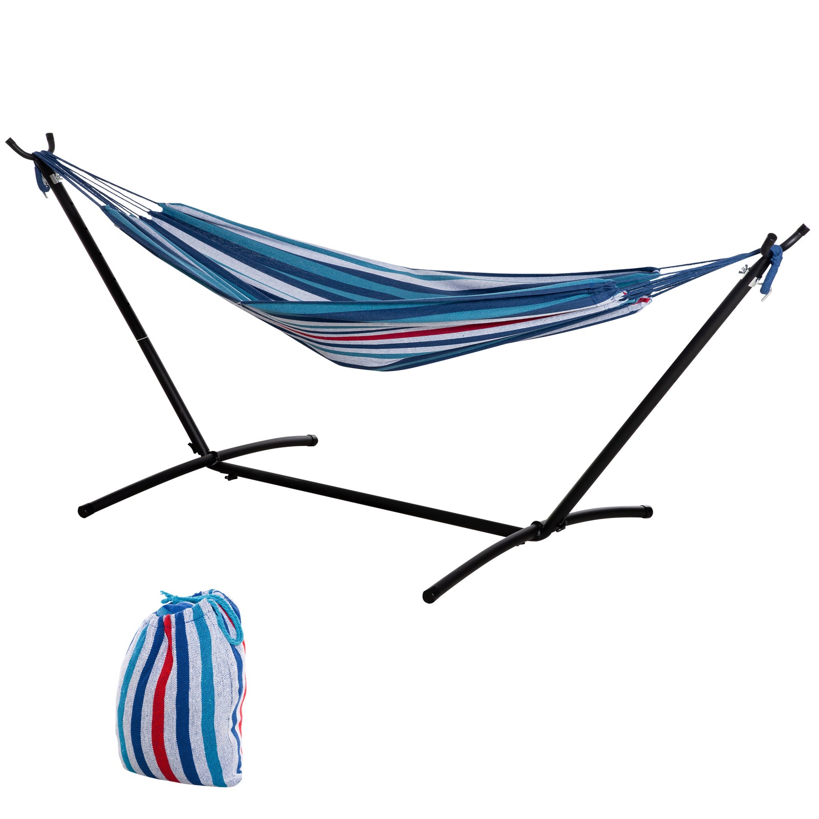 Hammock W/ Portable Carry Bag, Adjustable Height, 120kg Load | Blue