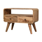Solid Wood Mini Curved Oak-ish Media Unit