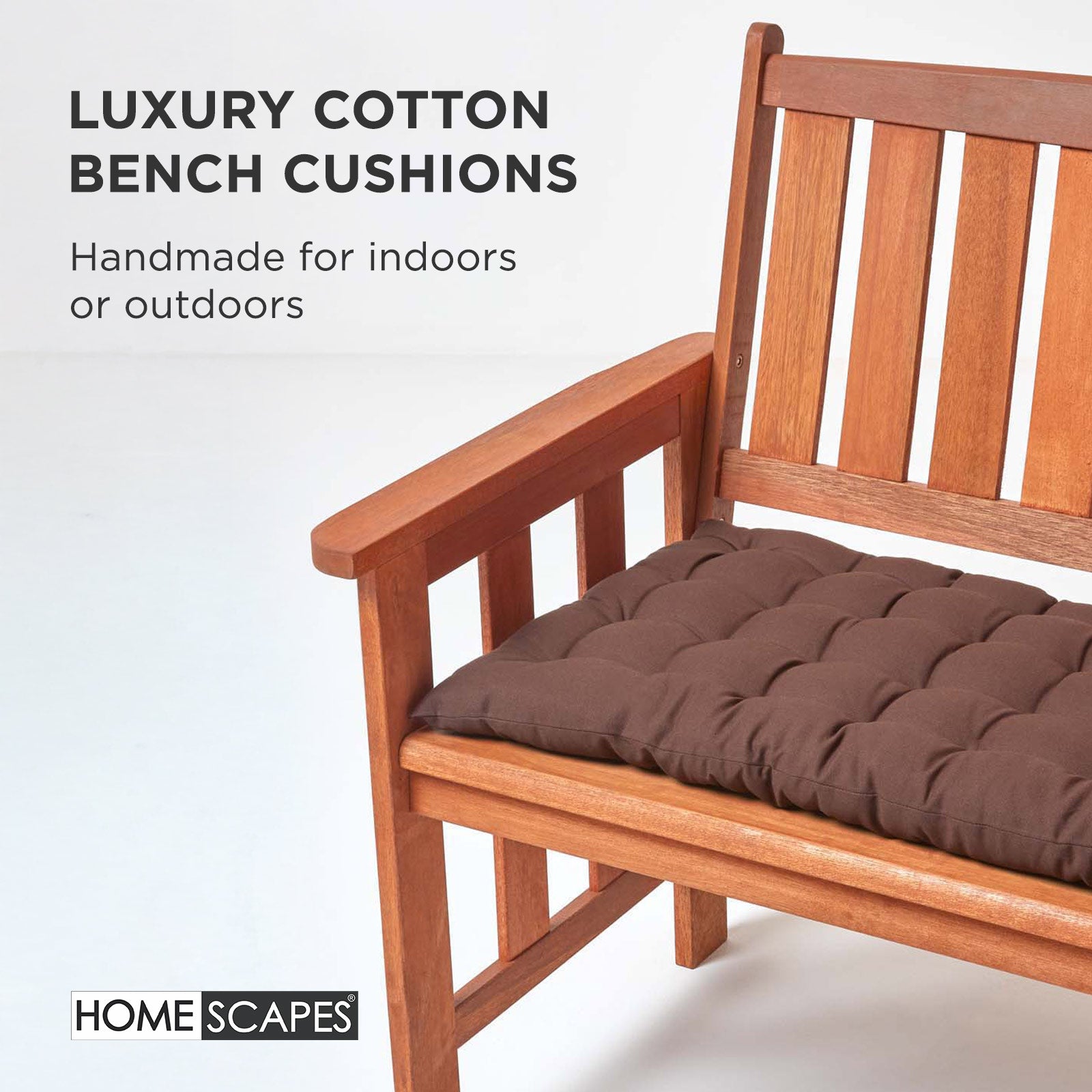 Outdoor Bench Cushion For 2 & 3 Seater Garden Seat Pad For Furniture, Kitchen, Dining & Indoor Use | 2 | Chocolate