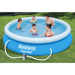 Inflatable Family Paddling Swimming Round Pool 12ft X 30" With Filter Pump, 5377l