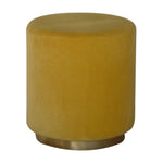 Solid Mango Wood In818 - Mustard Velvet Footstool With Gold Base