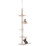 Floor To Ceiling Cat Tree For Indoor Cats 5-tier Kitty Tower | Beige