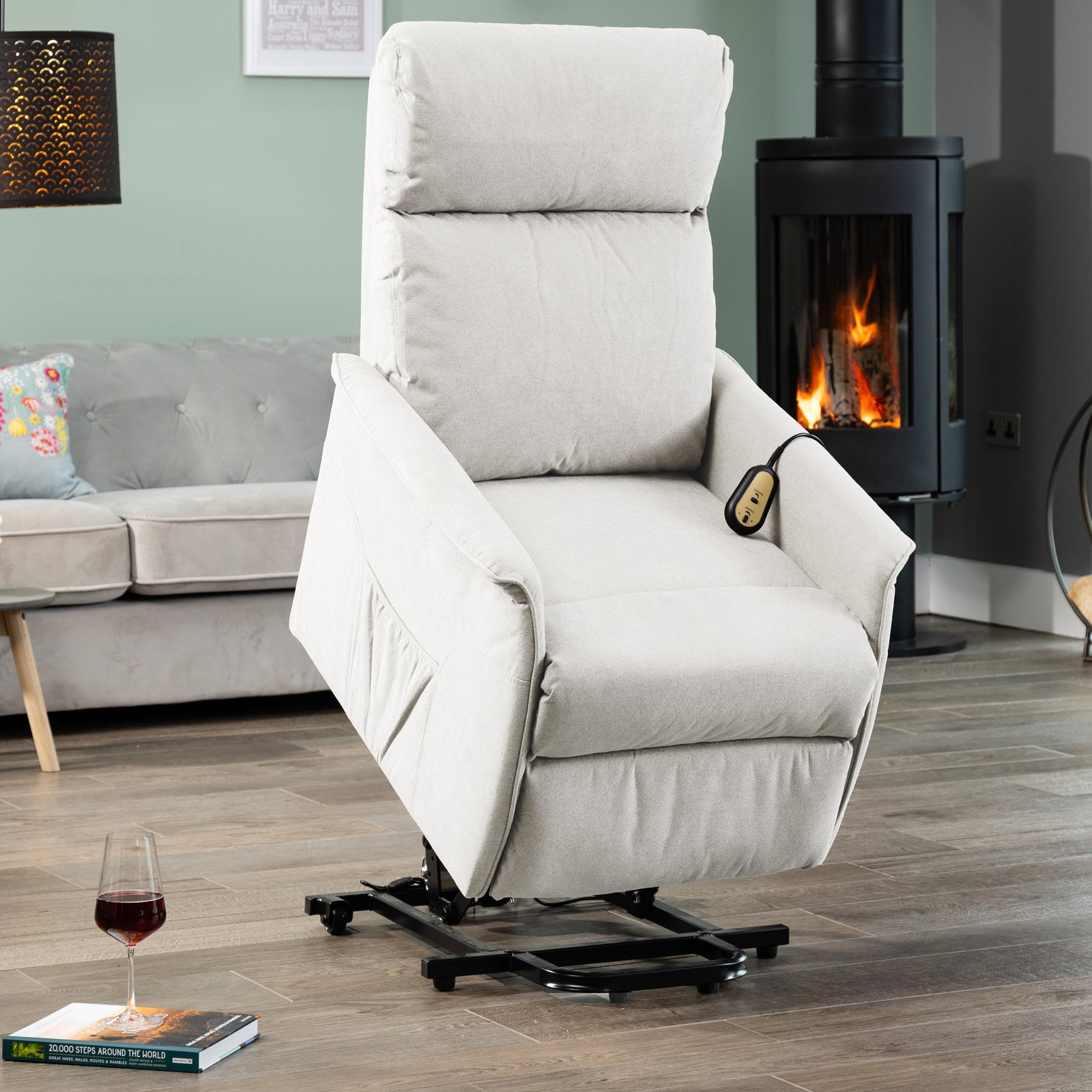 Milan Electric Lift Assist Rise And Recline Chair | Stone