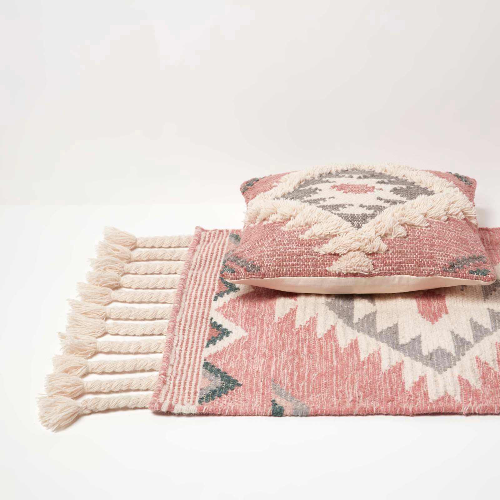 Pali Pink Kilim Wool Rug | 200cm | Pink