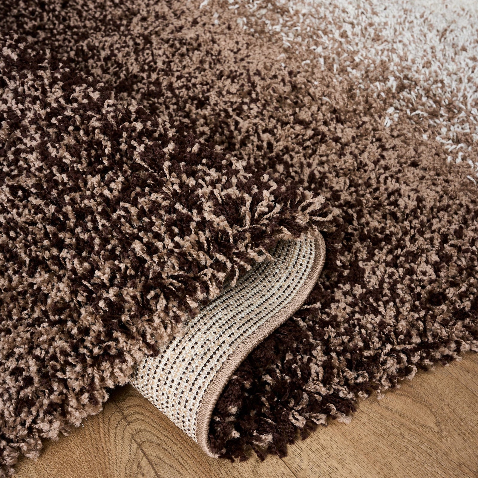 Blended Thick Shaggy Fluffy Deep Pile Living Room Rug | 60cm x 110cm | Brown