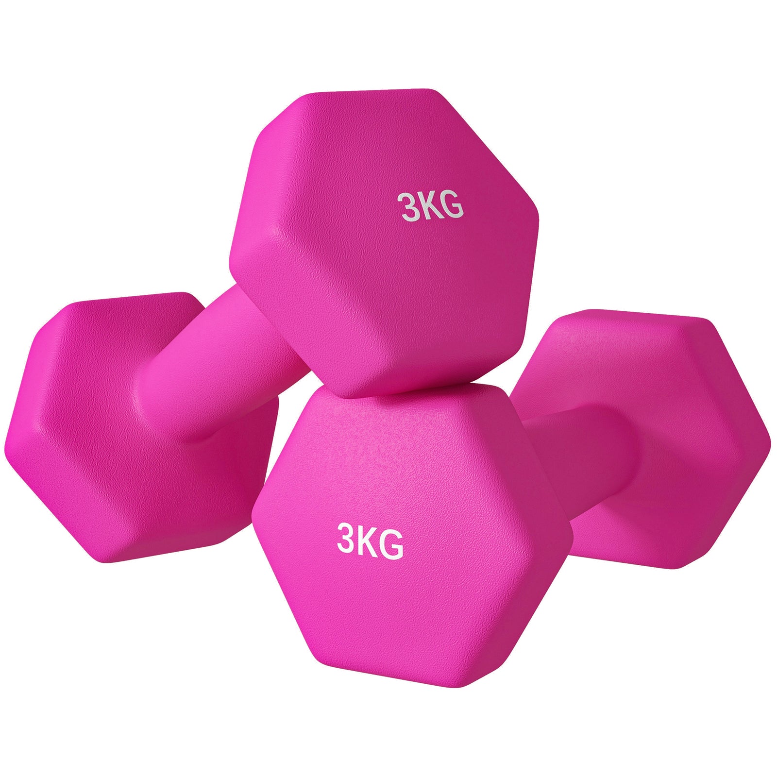 3kg Set Of 2 Dumbbells Hexagonal Weights Pair | Pink