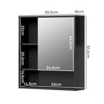 Bathroom Mirror Cabinet Wall Mounted Storage Cupboard Black Open Shelf | Black