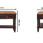 Solid Wood Spindle Winewood Leather Bench