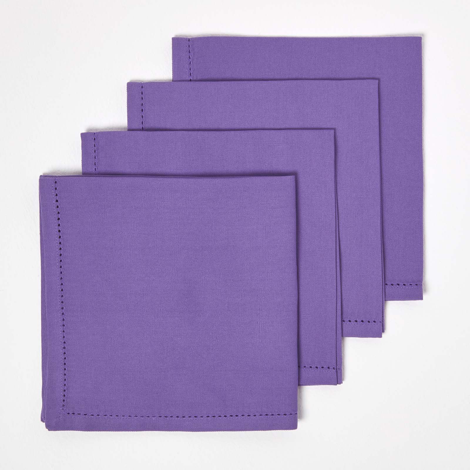Plain Cotton Fabric 4 Napkins Set | 45cm x 45cm | Purple