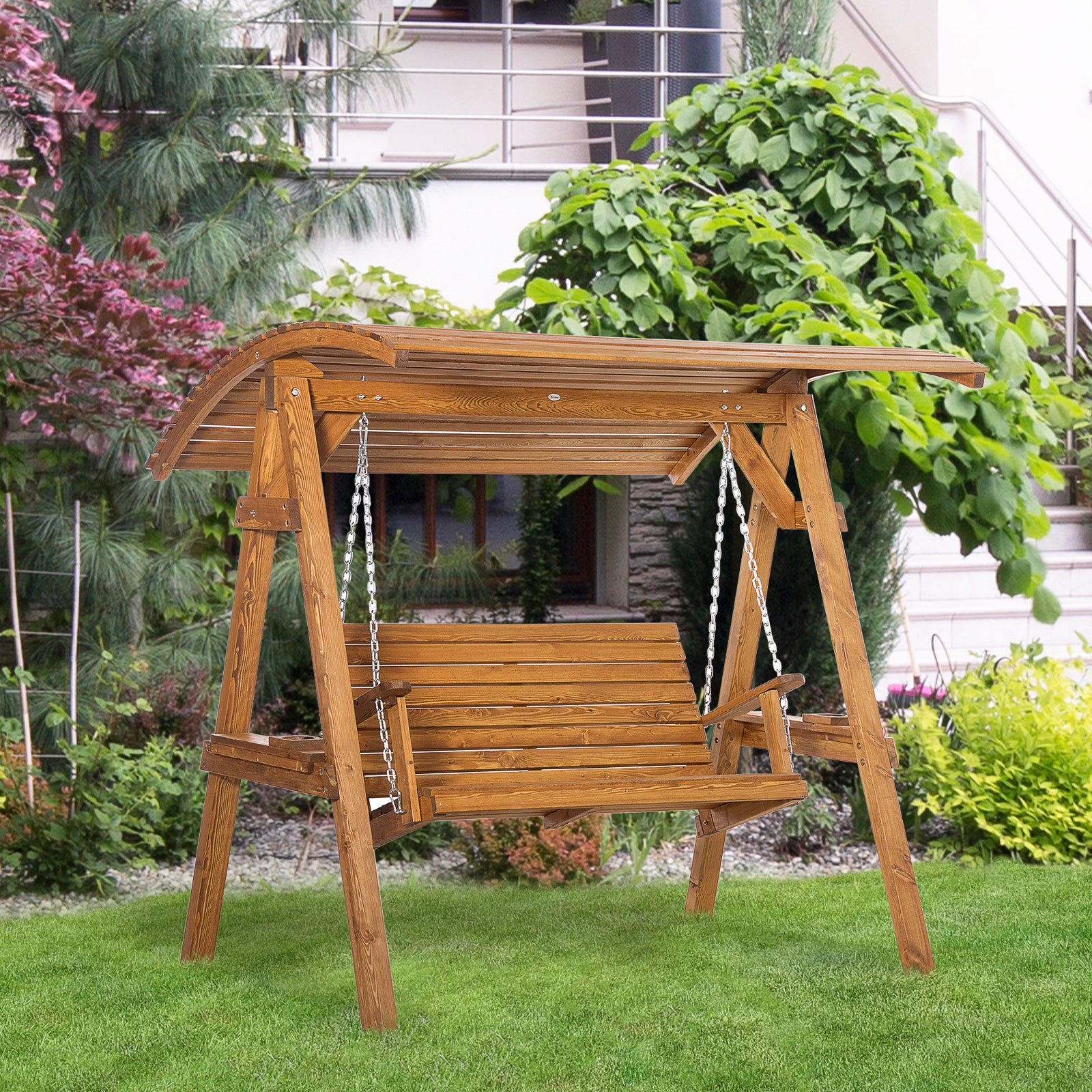 2 Seater Garden Swing Chair Canopy Swing Bench W/ Shade