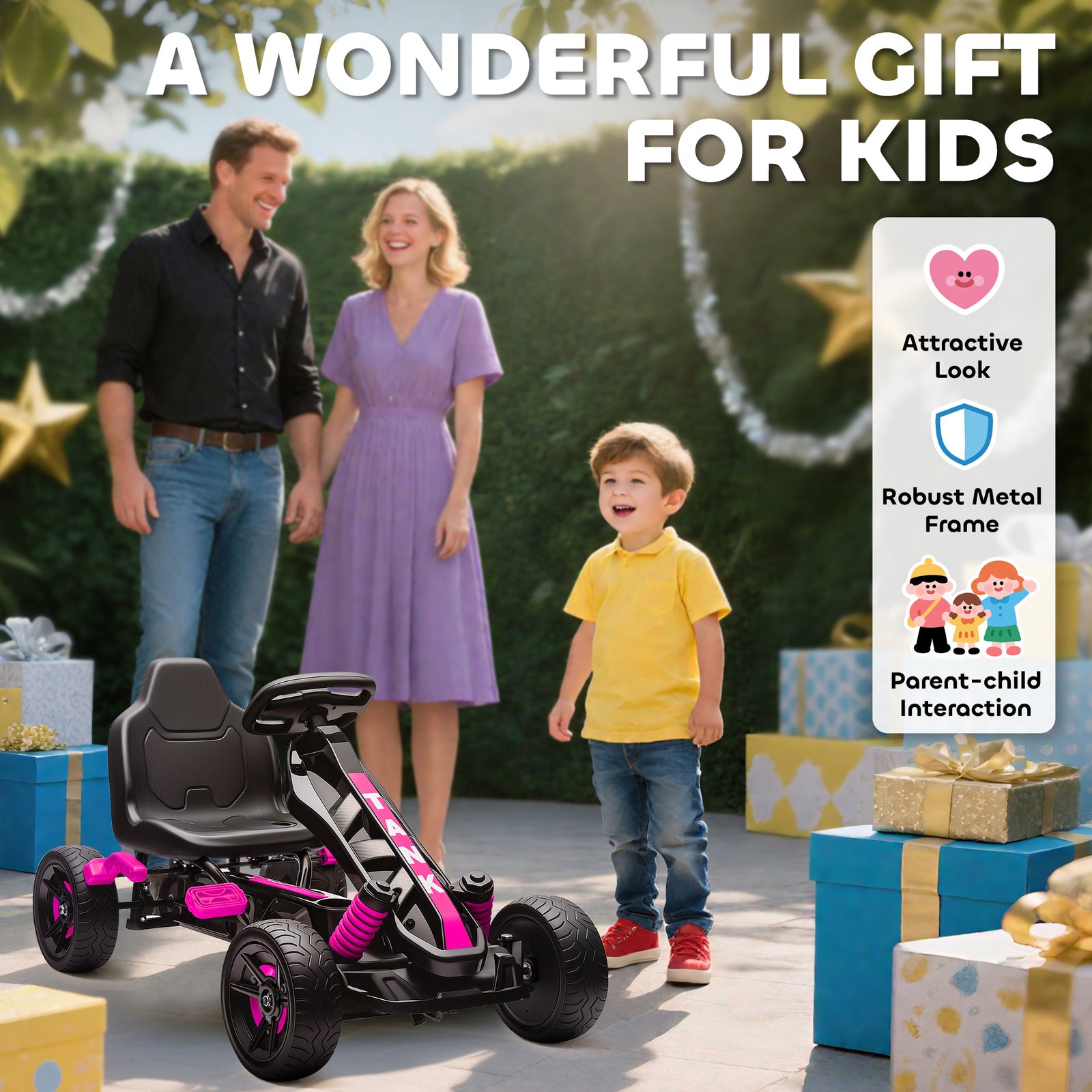 Pedal Go Kart With Automatic Clutch, For Ages 3-6 Years | Pink
