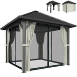 3 X 3(m) Metal Hardtop Gazebo With Netting And Curtains | Black