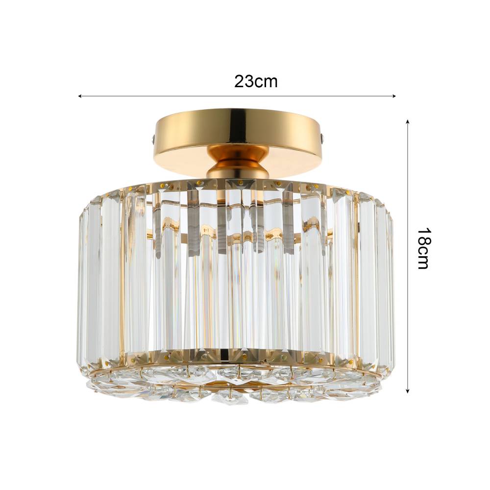 Modern Round Crystal Shade Chandelier Gold Ceiling Light Fixture