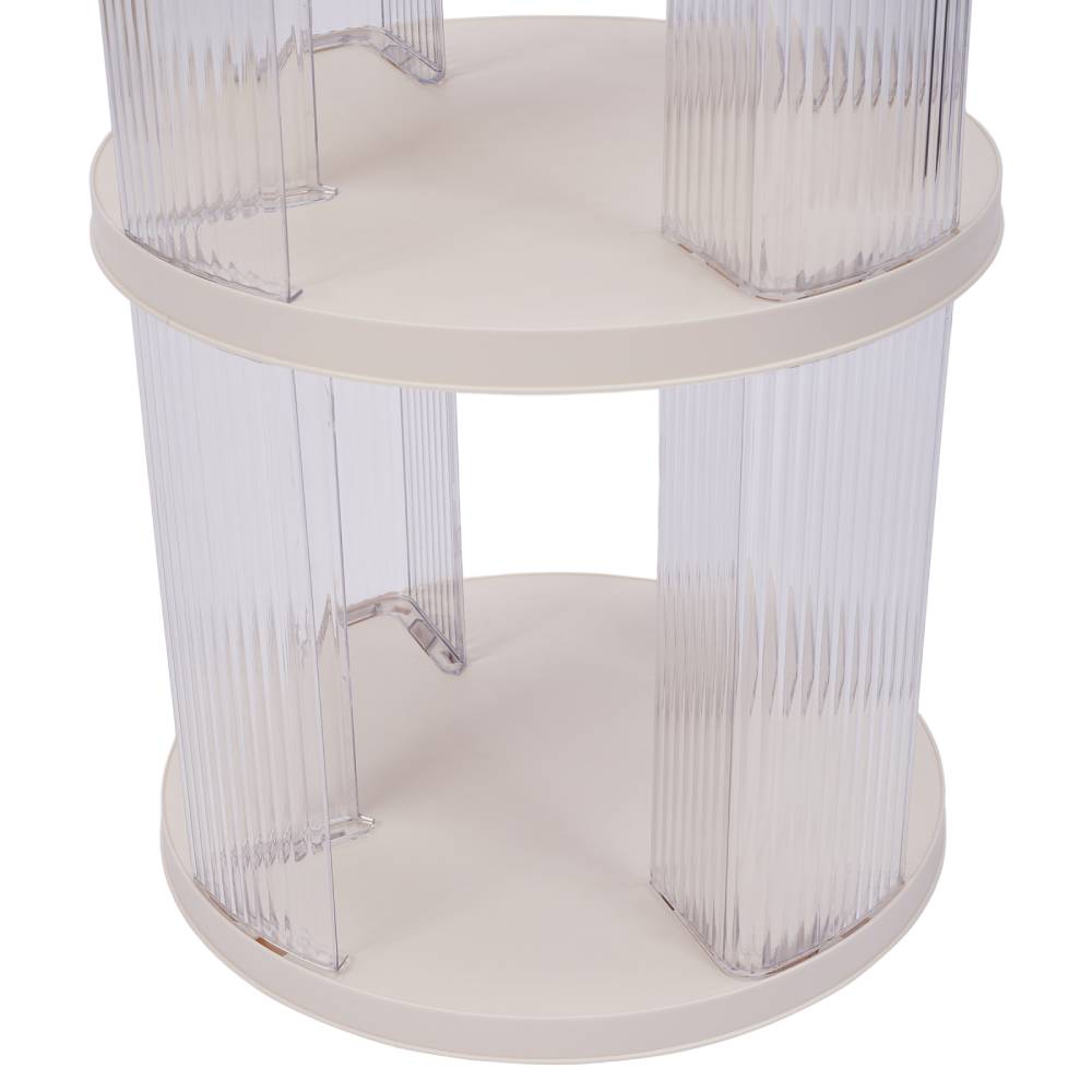 3-tier Plastic Round Rotating Bookshelf