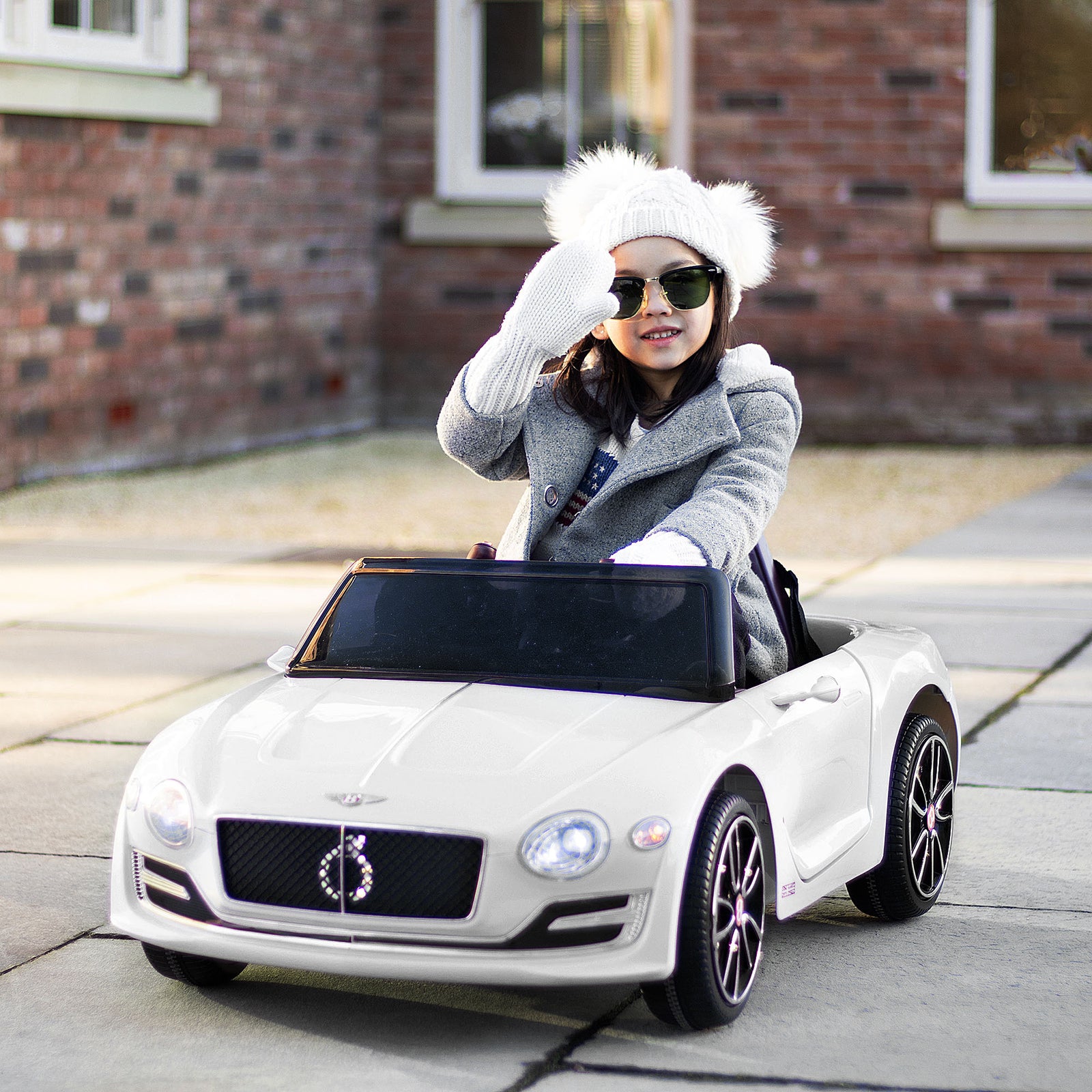 Electric Ride-on Car W/ Led Lights Music Parental Remote Control | White