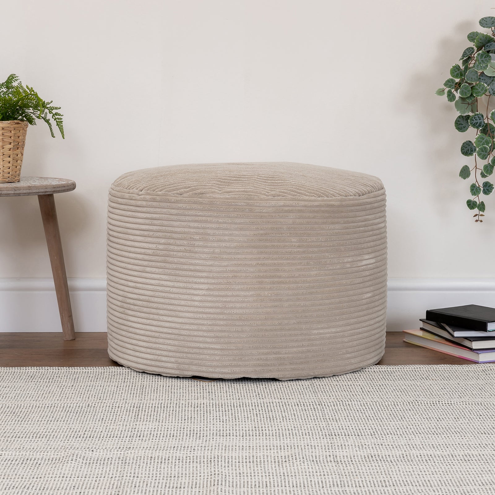 Frankie Cord Bean Bag Pouffe | Beige