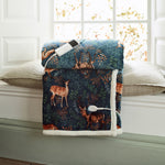 Fox & Deer Sherpa Fleece Heated Throw | 140cm x 180cm | Teal