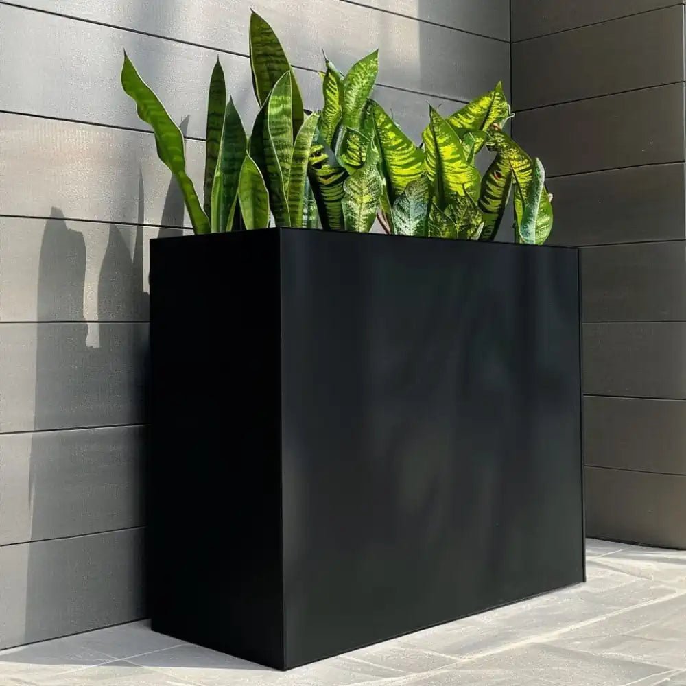 Long Zinc Galvanised Tall Trough Planter | 120cm x 40cm x 100cm | Matte Black