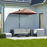 2m Half Balcony Parasol W/ Double Canopy & Base