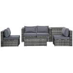 6pcs Rattan Sofa Set Garden Sectional Garden Wicker Cushion | Gray