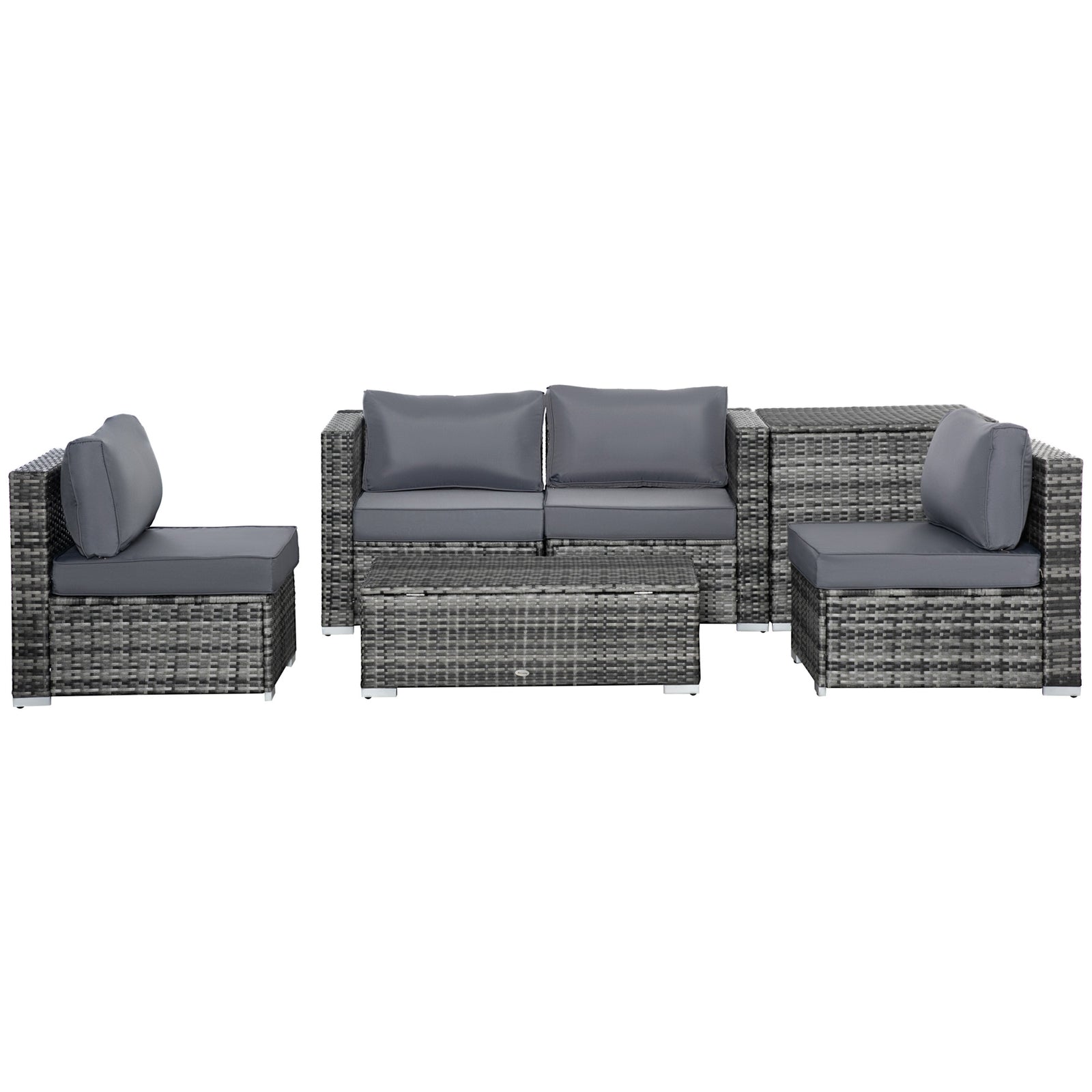 6pcs Rattan Sofa Set Garden Sectional Garden Wicker Cushion | Gray