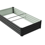Rectangular Garden Bed – Durable Steel Raised Planter With Safe Edges,180cm W X 90cm D X 30cm H, 2 Support Bars | Black