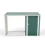 2.5m W Steel Outdoor Garden Storage Shed With Log Stacking Rack | Green
