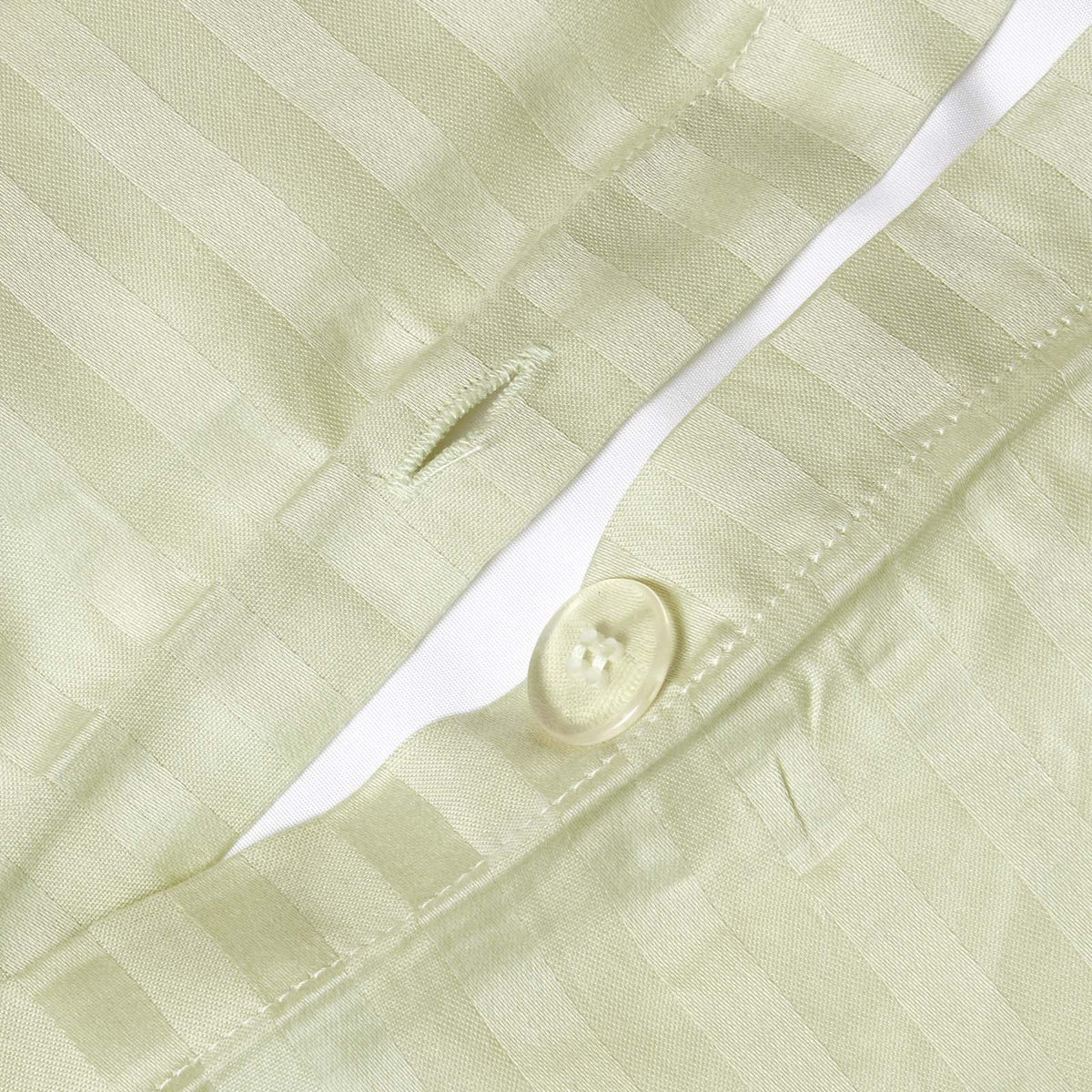 Egyptian Cotton Stripe Duvet Cover With Pillowcase, 330 Tc | Super King | Sage Green